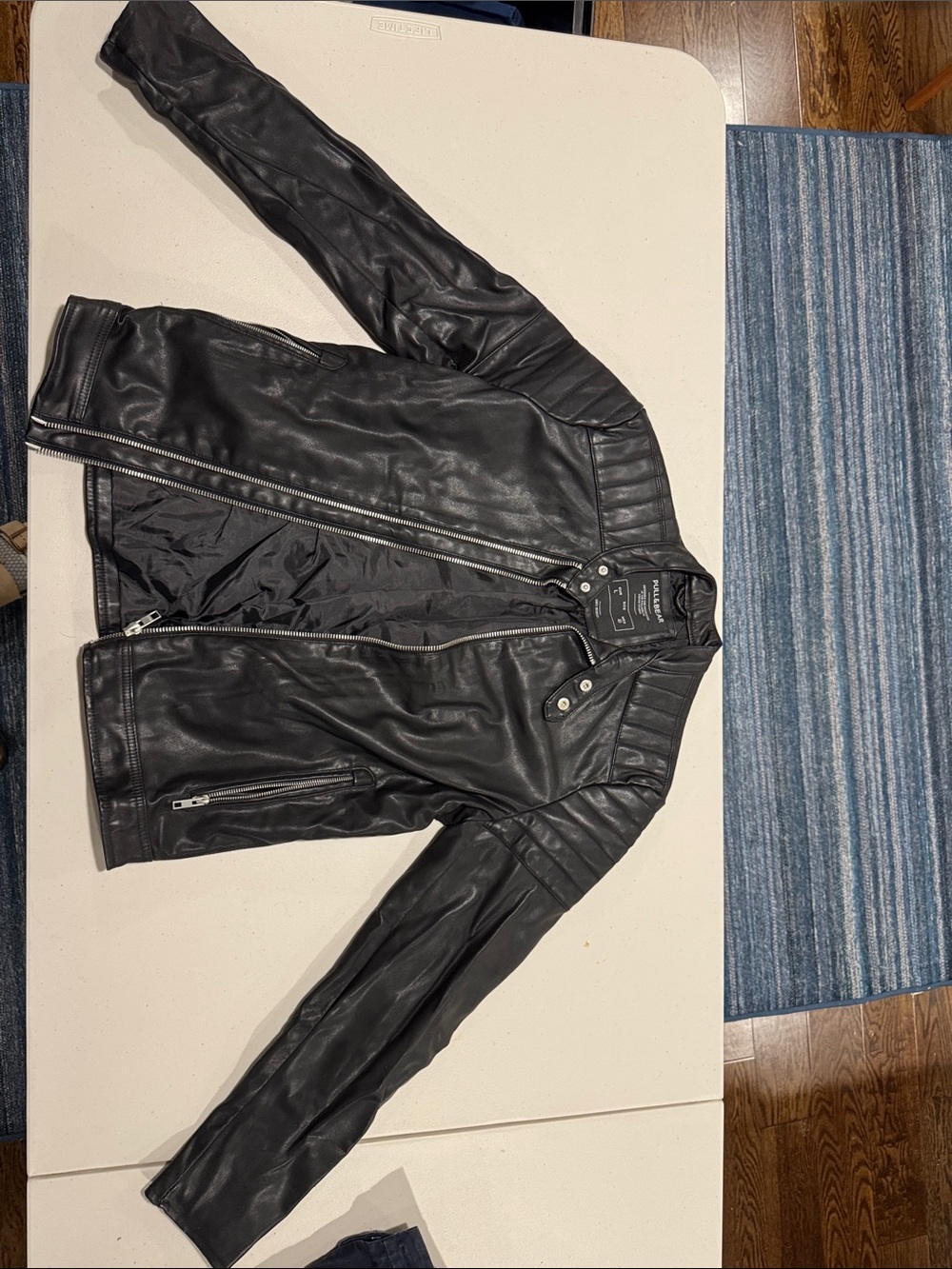 Pull&Bear Black Faux Leather Bomber Jacket